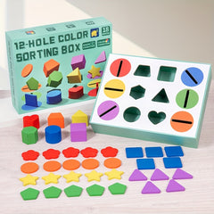Wooden Shape Sorting Box Geometric Shape Sorting Box Wooden Educational Toy