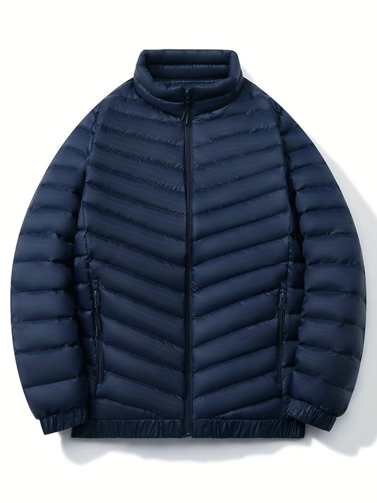 Men's Lightweight Puffer Jacket Solid Standup Collar Coat