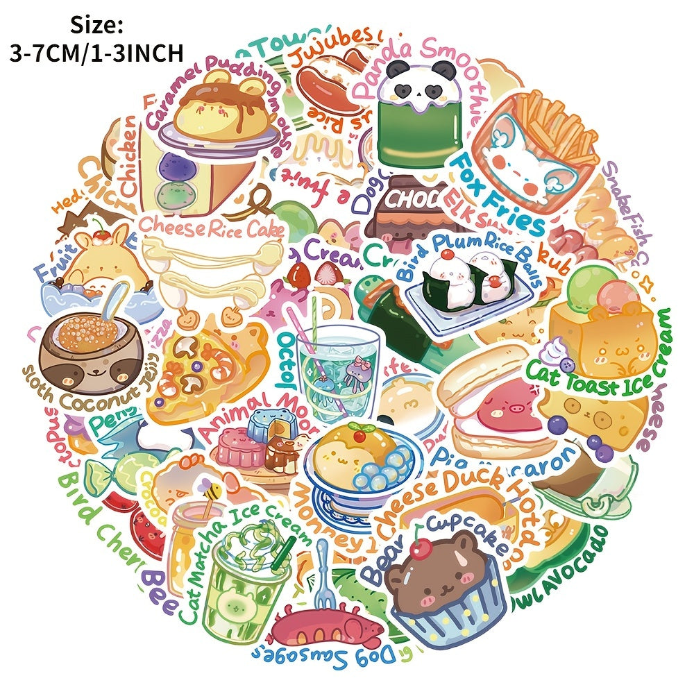 50Pcs Animal Food Series Waterproof Stickers for Laptop PC Mobile Smartp