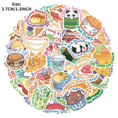 50Pcs Animal Food Series Waterproof Stickers for Laptop PC Mobile Smartp