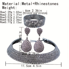 Exaggerated Wedding Jewelry Set Choker Necklace Earrings Bracelet