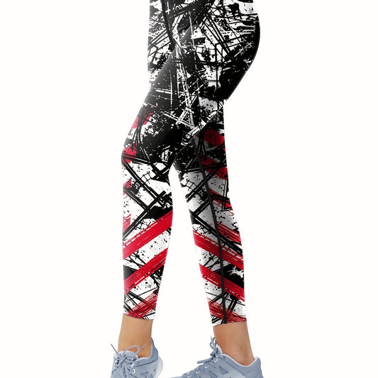 Graffiti Print High Waist Yoga Pants Slim Fit Leggings