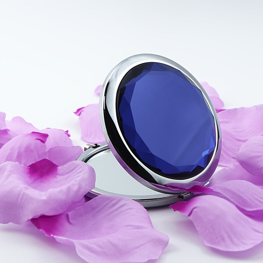 Mini Crystal Makeup Mirror Double Side Folding Makeup Vanity Hand Mirror