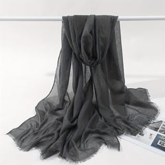 Minimalist Solid Raw Trim Scarf Casual Style Polyester Scarf Shawl