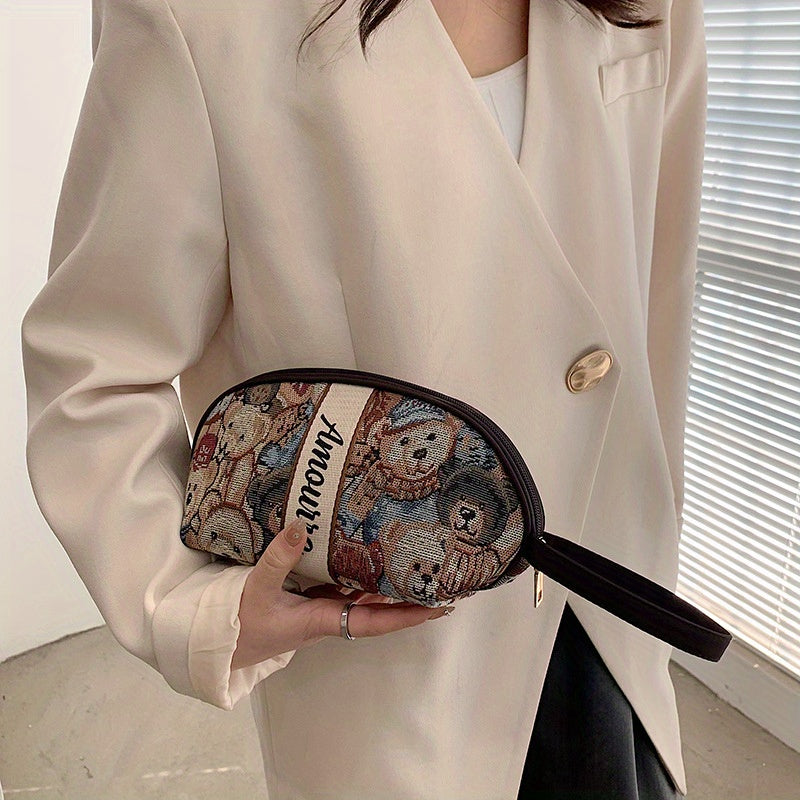 Adorable Bear Zipper Bag Large Capacity Toiletry Wash Travel Makeup Handle