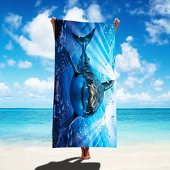 Quick Drying Shark Beach Towel Sand Proof Personalized Pattern 80x160cm