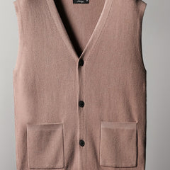 Men's V Neck Button Up Cardigan Vest for Fall Winter