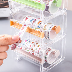 Mini Office Stationery Tape Storage Box with Cutting Tape Holder