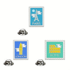 Zinc Alloy Landmark Brooch London Paris Rome