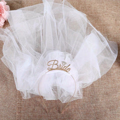 Bridal Veil with Bride to Be Headband - Romantic Wedding Accessory - Pink Floral