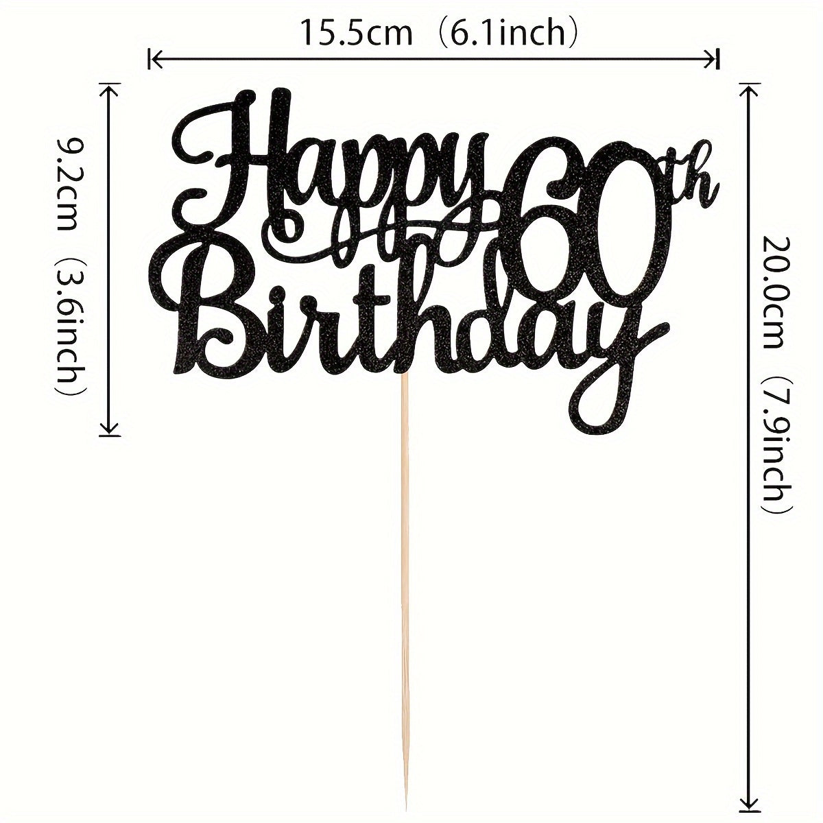 Glitter Happy 60th Birthday Cake Topper - Fabulous Party Decor