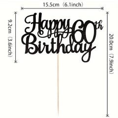 Glitter Happy 60th Birthday Cake Topper - Fabulous Party Decor
