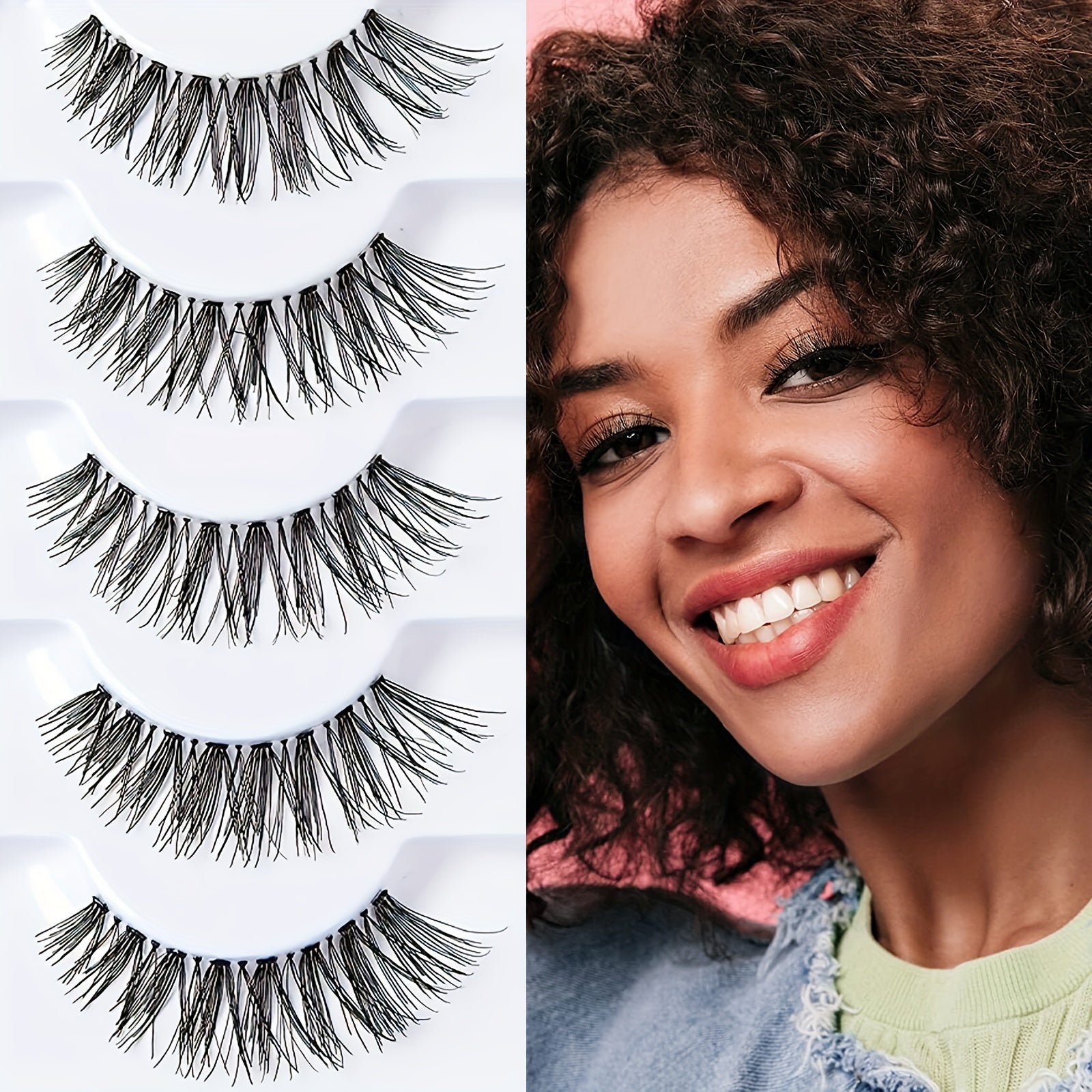 Cat Eye Wispy Lashes Natural Cross Fluffy False Eyelashes