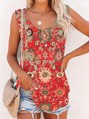 Vintage Ethnic Floral Print Tank Top