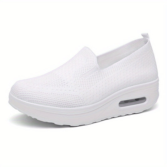 Women's Knit Platform Sneakers Slip On Air Cushion Shoes