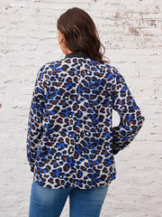  Leopard Print Lantern Sleeve Top