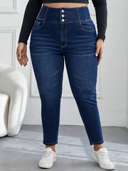 Women's Plus High Rise Skinny Jeans Button Fly