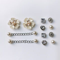 12pcs Shoe Accessories Rhinestone Pearl Set Removable Chain Decorative Buckle