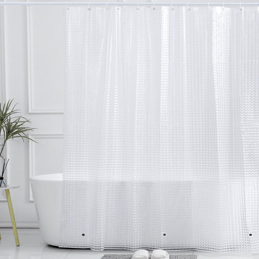Semi Transparent Shower Curtain Liner Waterproof with Hooks