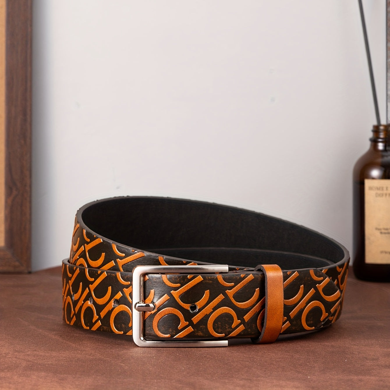 Men's Letter Style Single Jack Dress Belt Casual Alloy Buckle PU Belt