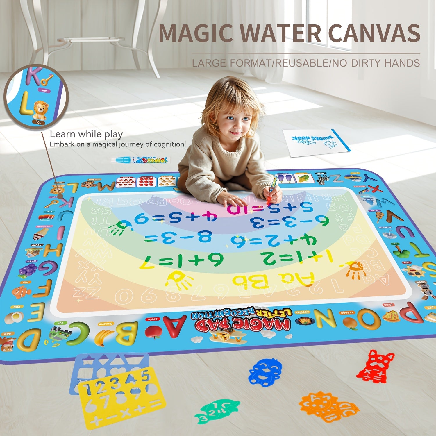 Magic Water Canvas for Kids Reusable Doodle & Letter Educational Art Toy