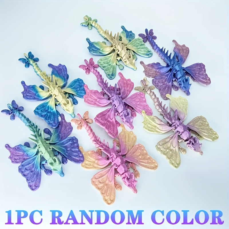 3D Printed Butterfly Dragon Figurine with Movable Joints - Home and Car Decor
