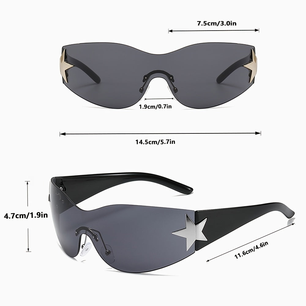 Frameless Sporty Sunglasses Y2K Shades Glasses for Men and Women