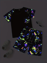 Boys Tie Dye T shirt Matching Shorts Kids Clothes Summer
