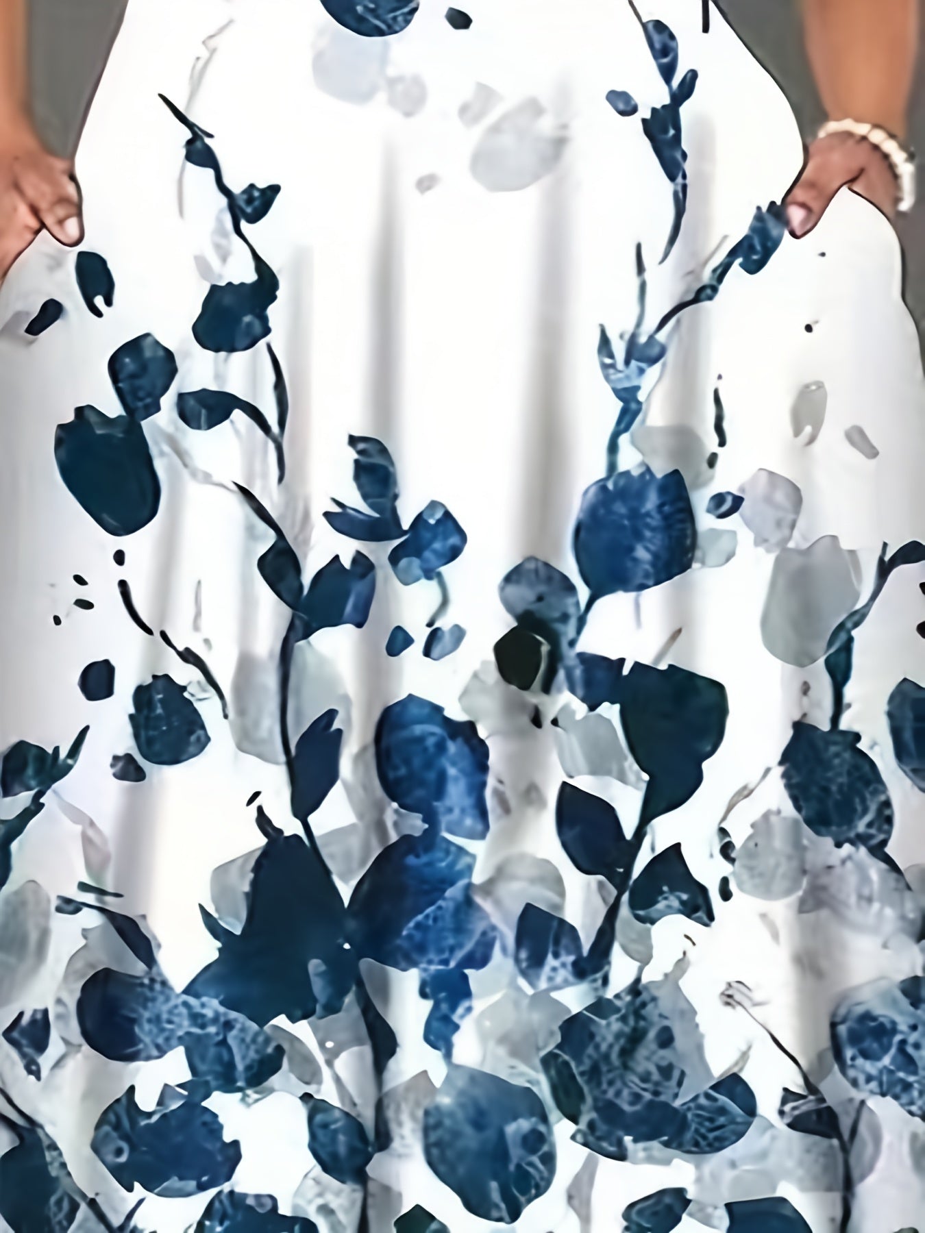  Leaf Print Maxi Tank Dress With Pockets