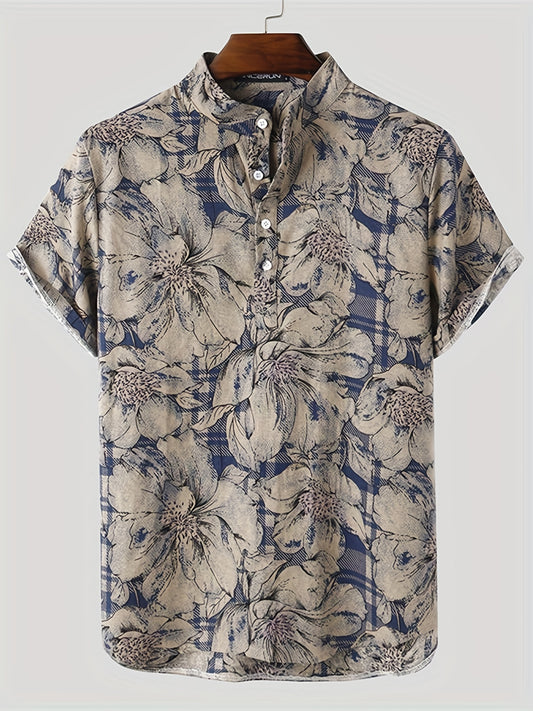 Flower Pattern Print Men s Comfy T shirt Graphic Tee