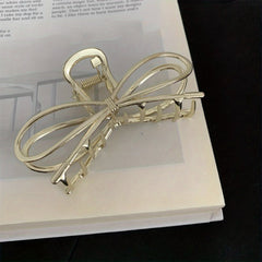 Alloy Ribbon Bow Hair Claw Metal Hair Claw Style Nonslip Ponytail Holder