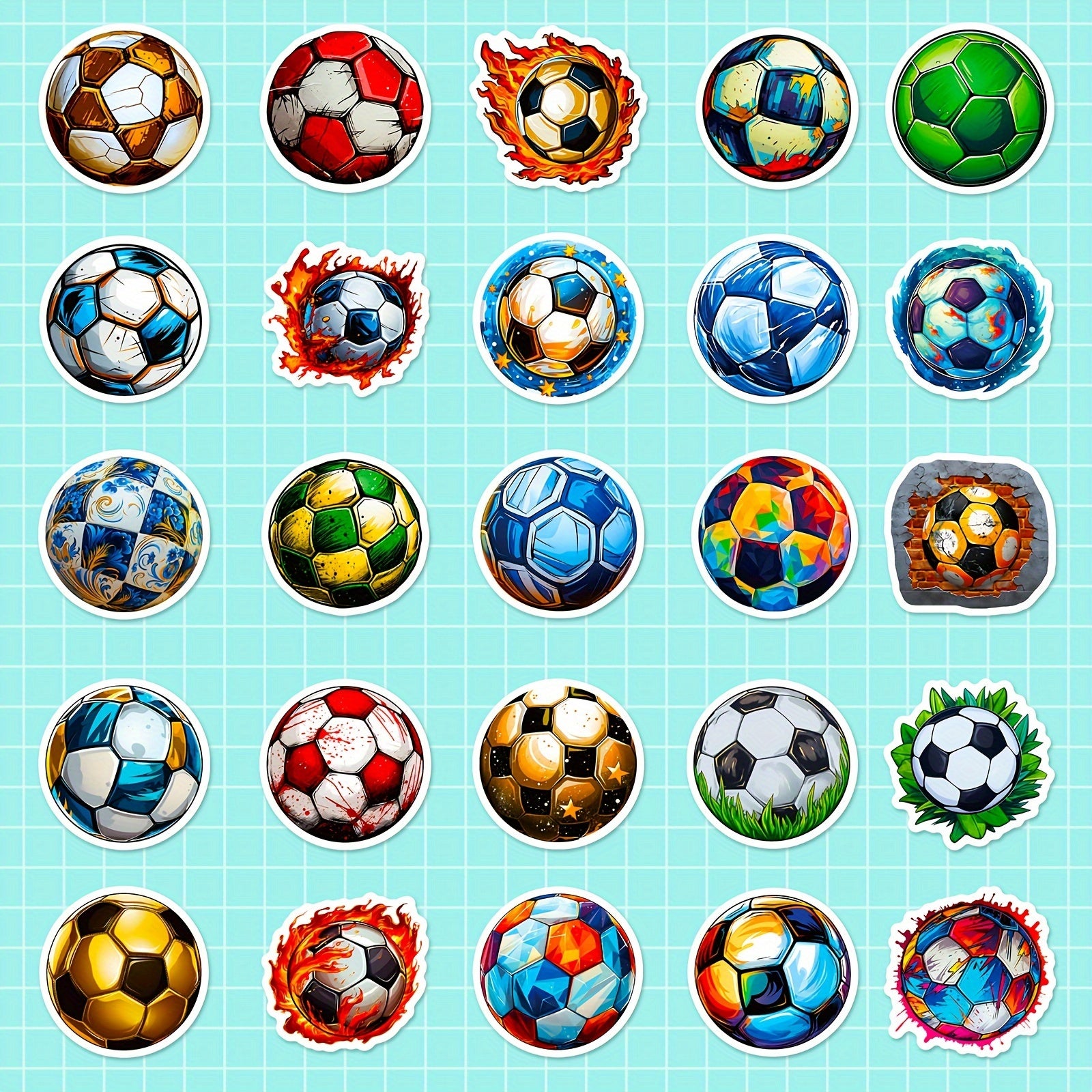 50pcs Football Graffiti Stickers for Desktop Stationery Bicycle