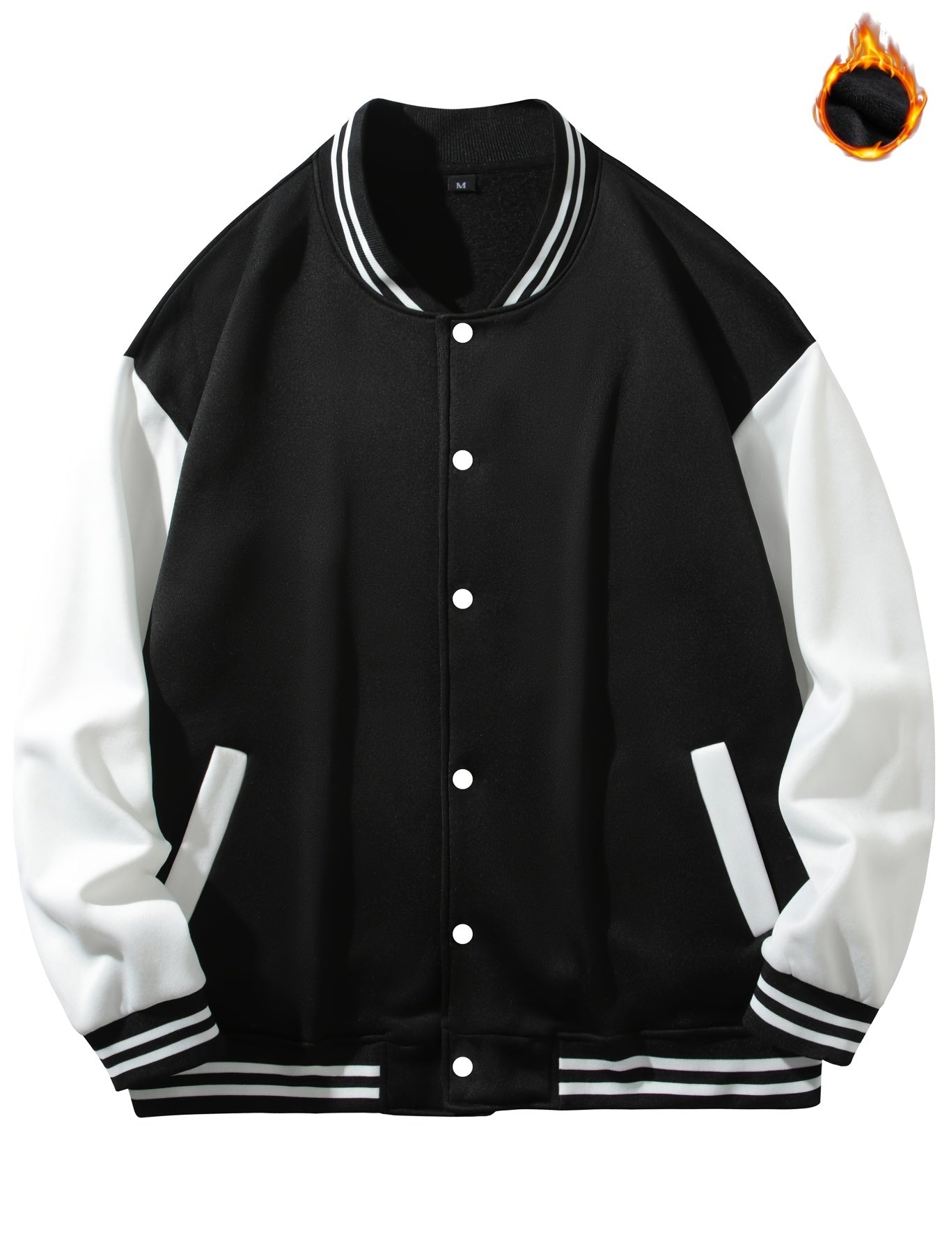 Varsity Jacket Men's Casual Button Up Jacket for Spring Fall
