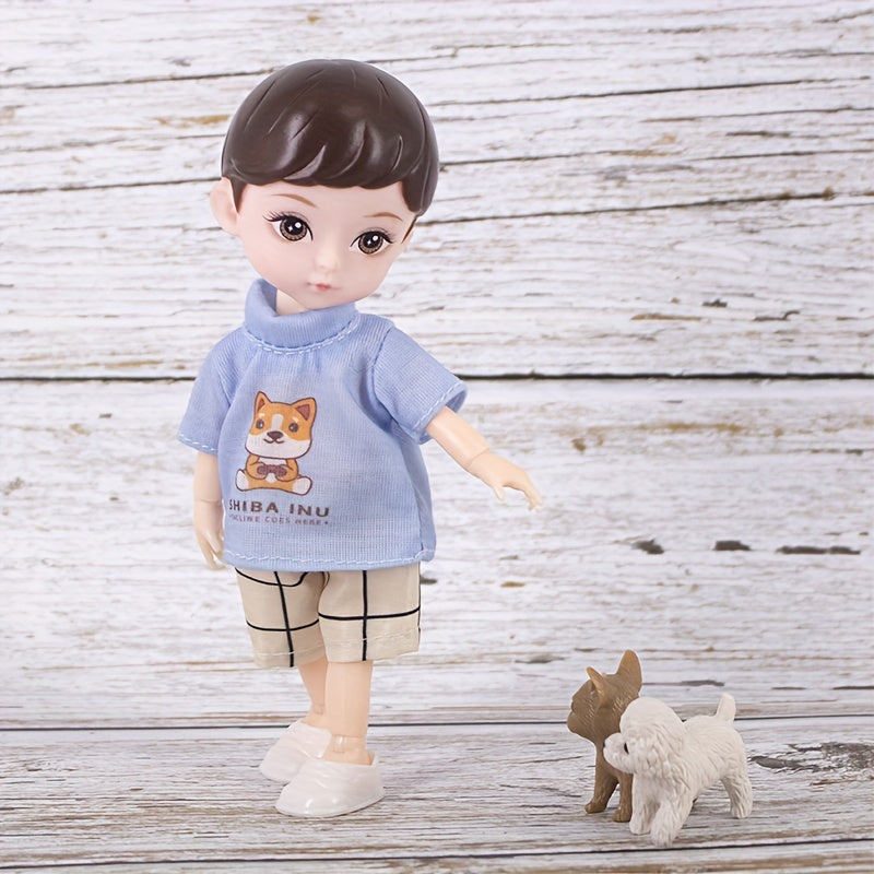 6" BJD Boy Doll Set with Clothes & Greeting Card