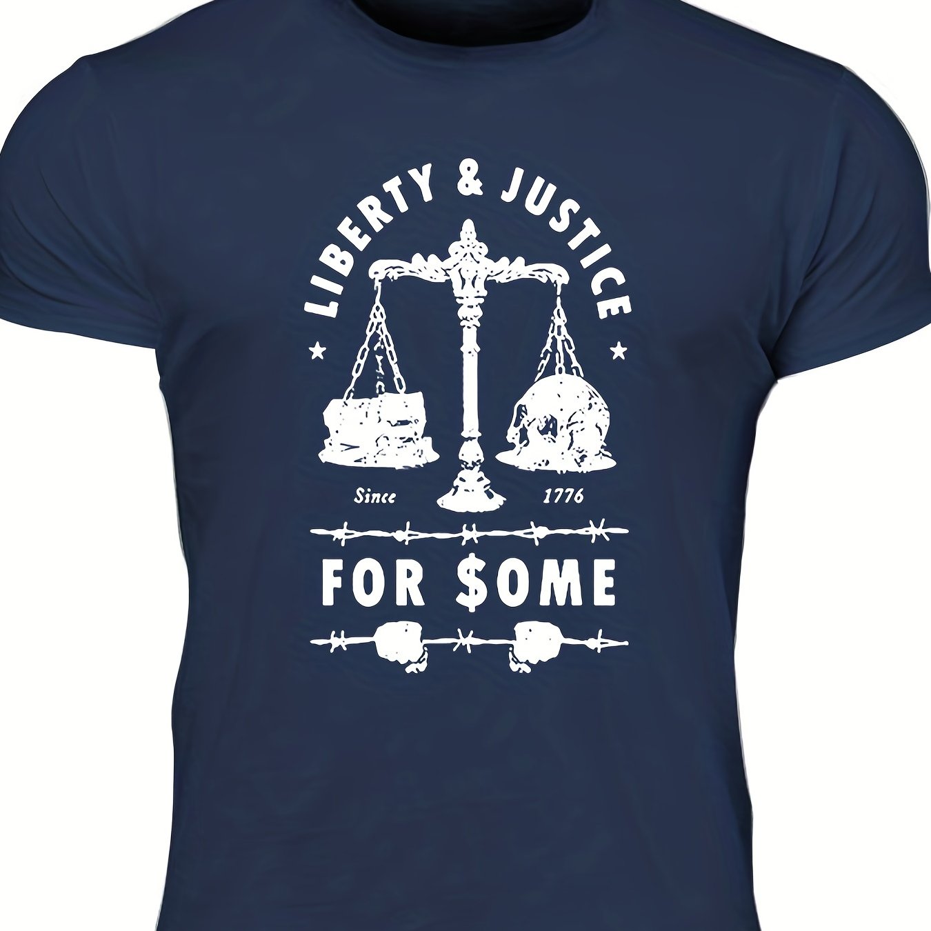 Men's Liberty & Justice Print Tee Crew Neck T-shirt