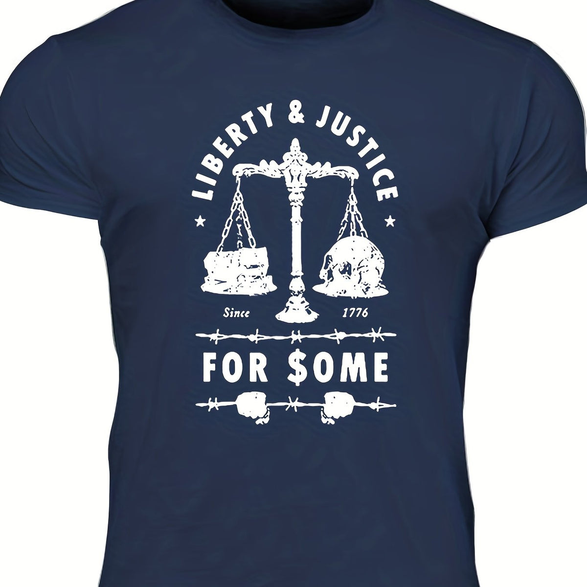 Men's Liberty & Justice Print Tee Crew Neck T-shirt
