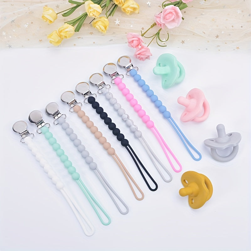 Baby Silicone Pacifier Chain Comfort Beads Clip Anti-drop Stainless Steel