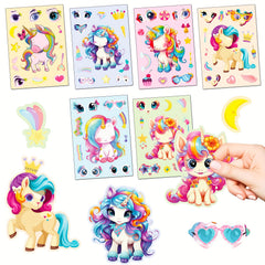 Cartoon Pony Puzzle Stickers Set DIY Creative Interchangeable Face Decals