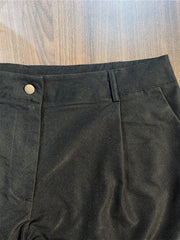 Solid Side Knot High Rise Button Fly Pants