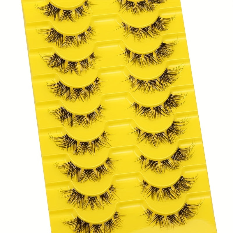 10 Pairs Fluffy Wispy Cat Eye Lashes Natural Cluster False Eyelashes