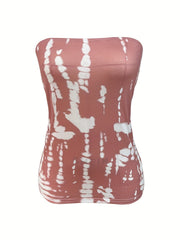 Tie Dye Print Sleeveless Tube Top Casual Summer Wear