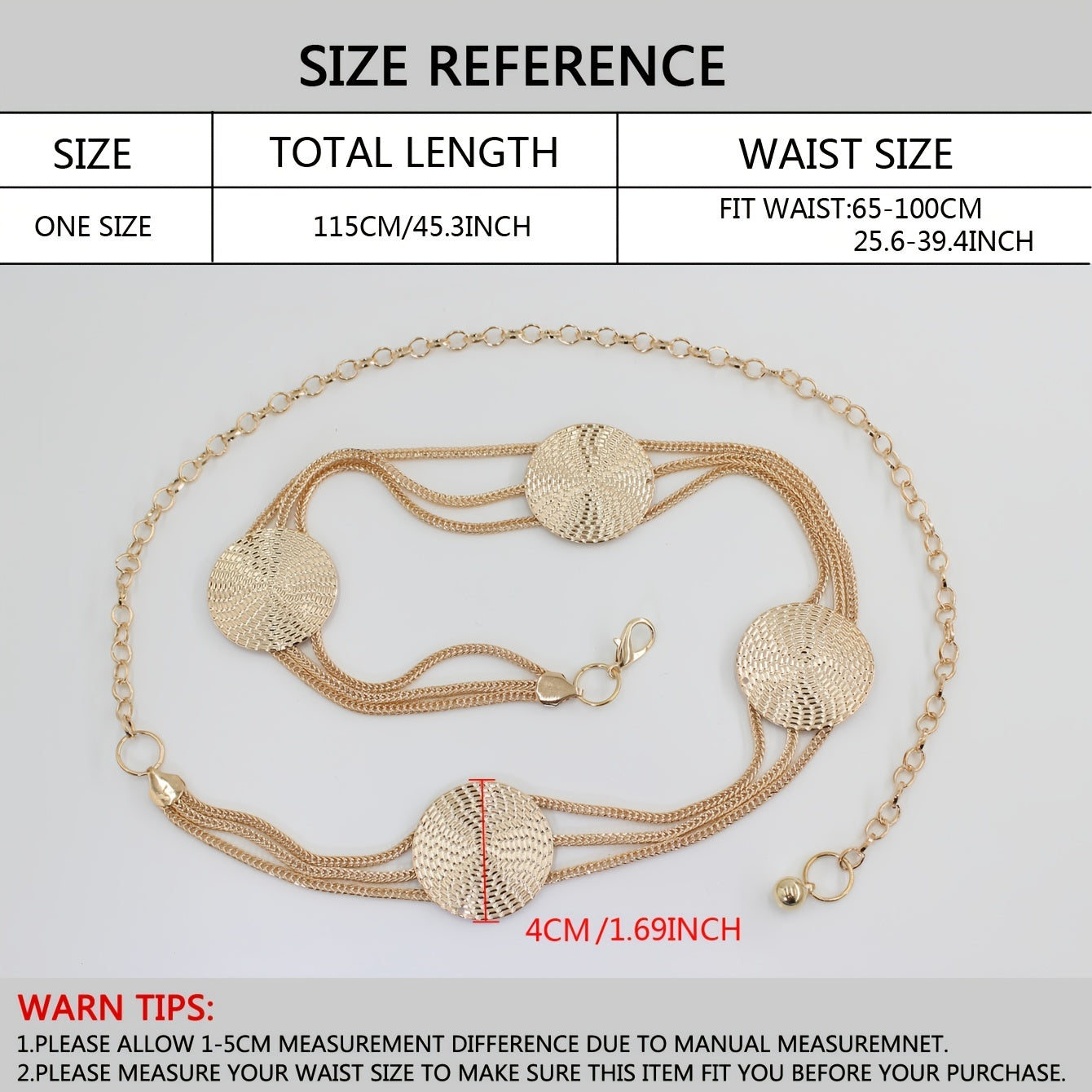 Women's Golden Waist Chain Dress Decoration Metal Belt