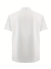Solid Men's Casual Short Sleeve Shirt Summer Tops