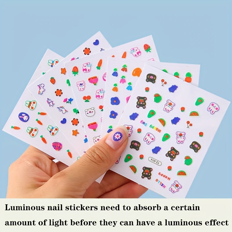 20pcs Cartoon Luminous Nail Stickers - Nail Art Decals