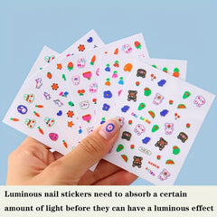 20pcs Cartoon Luminous Nail Stickers - Nail Art Decals