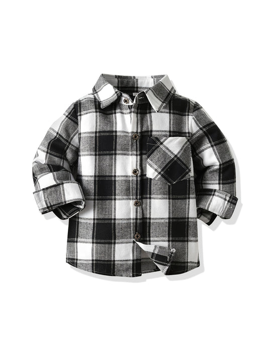 Boys Plaid Flannel Button-Up Shirt