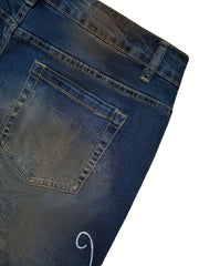  Butterfly Print Flared Leg Jeans With Pockets