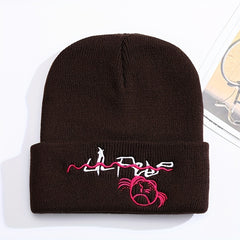 Cartoon Embroidery Knitted Hat Warm Pullover Hip Hop Cold H
