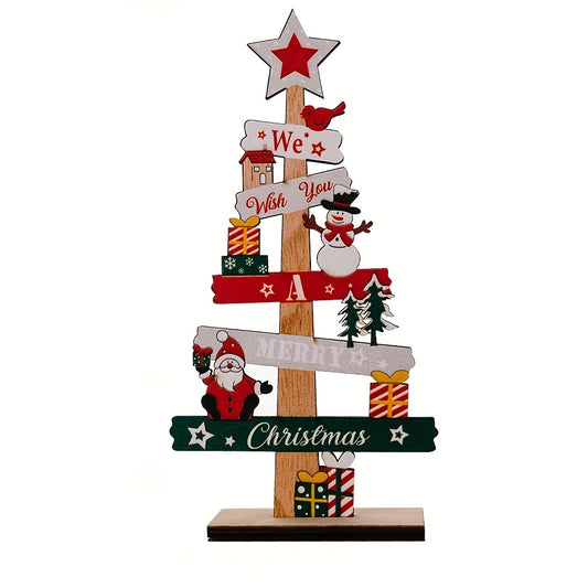 Christmas Tree Santa Claus Wooden Sign Xmas Decoration Party