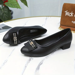 Women's Block Heel Court Pumps Soft Sole Slip On Low Heels